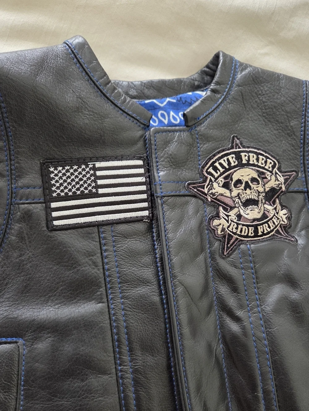 Espinozas Leather Custom Made Kids Biker Leather Vest 3/4T USA Made